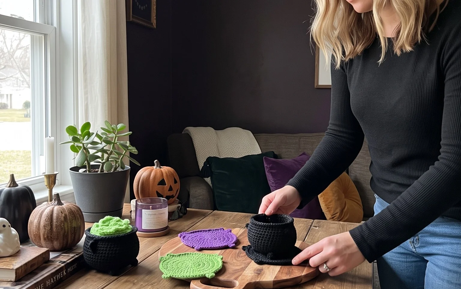Crochet Cauldron Coasters